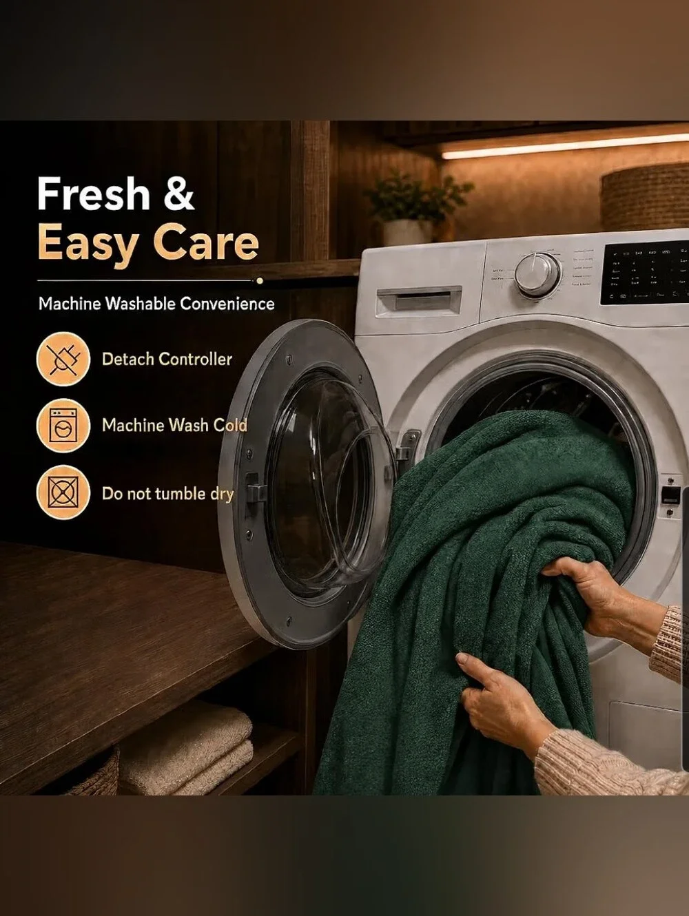 Electric Heated Throw Blanket in Forest Green - Cozy Warmth Full Size 72x84